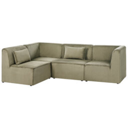Beliani Modular Corner Sofa 4 Seater Lemvig Corduroy Green Right Hand - thumbnail 5
