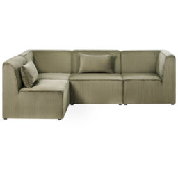 Beliani Modular Corner Sofa 4 Seater Lemvig Corduroy Green Right Hand - thumbnail 4