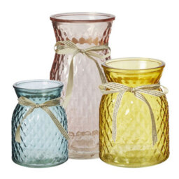 Pretty Decorative Glass Posy Vase, Mineral Blue Colour With Removable Ribbon. H13.5 Cm - thumbnail 2