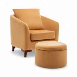 Velvet Gold Angela Accent Tub Chair With Ottoman - thumbnail 3