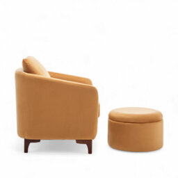 Velvet Gold Angela Accent Tub Chair With Ottoman - thumbnail 5