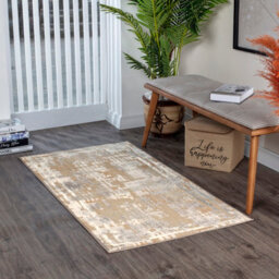 Livabliss Lustro-Abstract Beige Grey Off-White Modern Marble Living Dining Bedroom Rug 80 X 150 Cm Easy Care, Non Shedding - thumbnail 2
