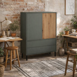 Wyld Haus Malmo Olive Green And Natural Oak 2-Door 2-Drawer Sideboard