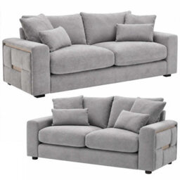 Furnishings For Less UK Juno Grey Chenille 3 + 2 Seater Sofa Set With Removable Cushions - thumbnail 1