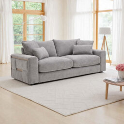 Furnishings For Less UK Juno Grey Chenille 3 + 2 Seater Sofa Set With Removable Cushions - thumbnail 6