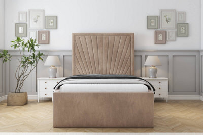 "Sloomy Somerset Mink Naples Bed Frame With Mattress With 50"" Upholstered Headboard 5' King" - image 1