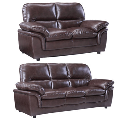 Furniture Instore Verona Brown Leather Aire 3+1+1 Seater Sofa Set Is A Stylish And Practical - image 1
