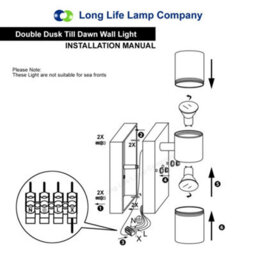 Long Life Lamps Company Black Outdoor Up Down Wall Light Dusk Till Dawn Sensor Stainless Steel Ip65 Zlc090B - thumbnail 9