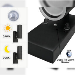 Long Life Lamps Company Black Outdoor Up Down Wall Light Dusk Till Dawn Sensor Stainless Steel Ip65 Zlc090B - thumbnail 4