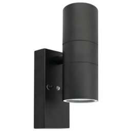 Long Life Lamps Company Black Outdoor Up Down Wall Light Dusk Till Dawn Sensor Stainless Steel Ip65 Zlc090B