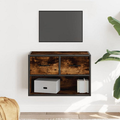 Berkfield Tv Cabinet Smoked Oak 60X31X39.5 Cm Wood And Metal - image 1