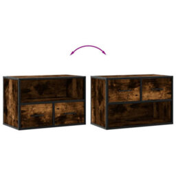 Berkfield Tv Cabinet Smoked Oak 60X31X39.5 Cm Wood And Metal - thumbnail 7