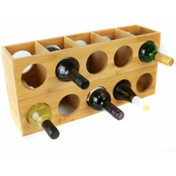 Bamboo Wooden Free Floor Standing Wine Rack Bottle Holder Organizer 5 Bottle - thumbnail 5