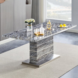 Furniture in Fashion Parini Extendable Dining Table In Melange 6 Petra White Chairs - thumbnail 2