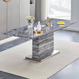 Furniture in Fashion Parini Extendable Dining Table In Melange 6 Petra White Chairs - thumbnail 3