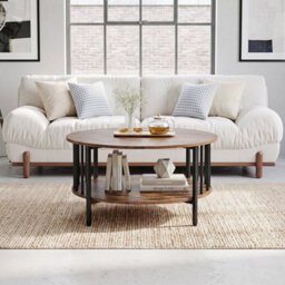 Round 2 Tier Center Table With Open Storage Shelf Industrial Table - thumbnail 5