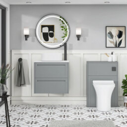 Royal Bathrooms Royal Bathroom Elmore 600mm Matt Pebble Grey Wall Mounted Bathroom Vanity Unit 2 Drawer Plain White Worktop With Elena Basin - thumbnail 5