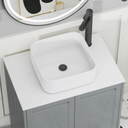 Royal Bathrooms Royal Bathroom Elmore 600mm Matt Pebble Grey Wall Mounted Bathroom Vanity Unit 2 Drawer Plain White Worktop With Elena Basin - thumbnail 4