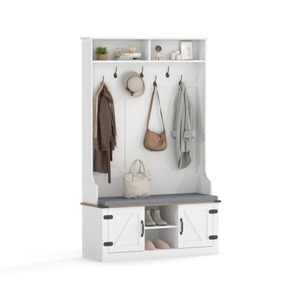 Gainoom 4-In-1 Hall Tree Tall Coat Rack With Adjustable Shelves White - image 1