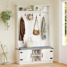 Gainoom 4-In-1 Hall Tree Tall Coat Rack With Adjustable Shelves White - thumbnail 4