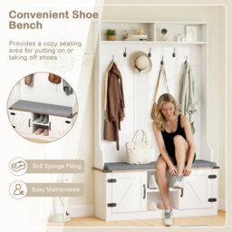 Gainoom 4-In-1 Hall Tree Tall Coat Rack With Adjustable Shelves White - thumbnail 9