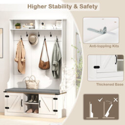 Gainoom 4-In-1 Hall Tree Tall Coat Rack With Adjustable Shelves White - thumbnail 6
