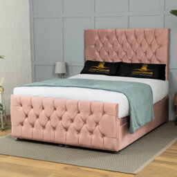 UKBEDFURNITURE Winchester Plush Pink End Opening Divan Ottoman Bed With 54 Inch Headboard - thumbnail 1