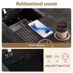 Fenchilin U-Shaped Sectional Sofa With 2 Movable Storage Ottomans Cup Holders Luxury Couch For Living Room Grey - thumbnail 4