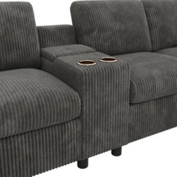 Fenchilin U-Shaped Sectional Sofa With 2 Movable Storage Ottomans Cup Holders Luxury Couch For Living Room Grey - thumbnail 8