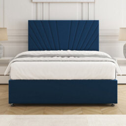 Bsspoke Maria Divan Bed Blue Plush Velvet With 24Inch Headboard & No Mattress No Drawers In Single Double King 4Ft 6Ft - thumbnail 2