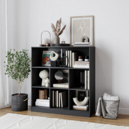 Urbn-Living Urbnliving Height 94Cm Wide Wooden 7 Cube Bookcase Shelving Display Colour Black Storage Unit Cabinet Shelves - thumbnail 3
