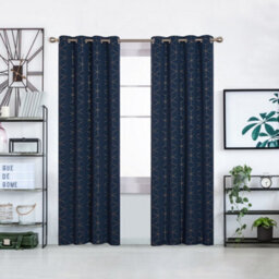 Deconovo Blackout Curtains, Gold Diamond Printed Thermal Curtains, Eyelet Curtains For Bedroom, 46 X 90 Inch, Navy Blue, One Pair - thumbnail 1