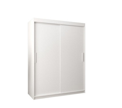 Arte Tokyo Contemporary 2 Sliding Door Wardrobe 5 Shelves 2 Rails White Matt (H)2000mm (W)1500mm (D)620mm - image 1