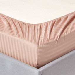 Homescapes Taupe Beige Egyptian Cotton Satin Stripe Fitted Sheet 330 Tc, King - thumbnail 2