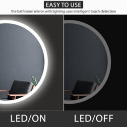 Arko Bathroom Mirror With Led Lights 600X600mm - Wall Mounted Vanity Large Round Mirror - Illuminated Led Mirror - thumbnail 7