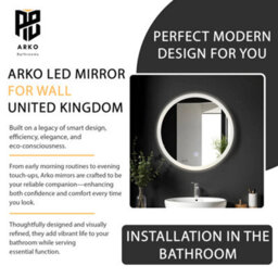Arko Bathroom Mirror With Led Lights 600X600mm - Wall Mounted Vanity Large Round Mirror - Illuminated Led Mirror - thumbnail 6