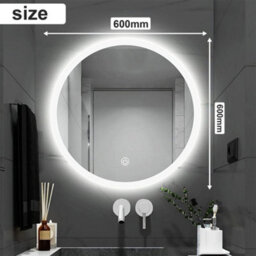 Arko Bathroom Mirror With Led Lights 600X600mm - Wall Mounted Vanity Large Round Mirror - Illuminated Led Mirror - thumbnail 2