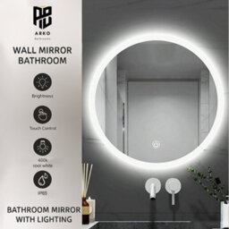 Arko Bathroom Mirror With Led Lights 600X600mm - Wall Mounted Vanity Large Round Mirror - Illuminated Led Mirror - thumbnail 4