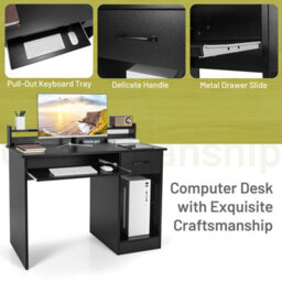 Costway Wooden Computer Desk W/ Keyboard Tray Home Office Writing Desk Vanity Dressing Table - thumbnail 8