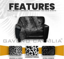 Gc Gaveno Cavailia New Jungle Skin Throw 150X200 Dark Grey Warm & Cosy Blanket - thumbnail 2