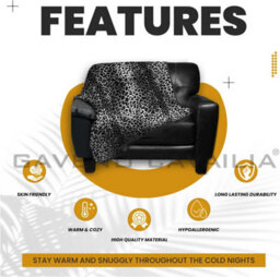 Gc Gaveno Cavailia New Jungle Skin Throw 150X200 Dark Grey Warm & Cosy Blanket - thumbnail 3