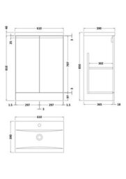 Hudson Reed Urban Satin Green Floor Standing 2 Door Vanity Unit And Mid-Edge Basin With Silent Close, 850 X 610 X 390 - thumbnail 5