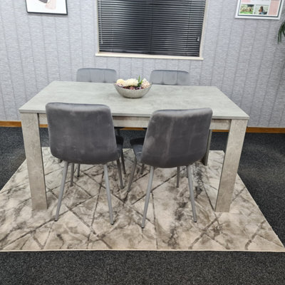 Kosy Koala Dining Table Set Of 4 Kitchen Dining Table And 4 Grey Tufted Velvet Chairs - image 1