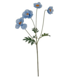 Hill Interiors Papaver Oppy Spray Artificial Flower - Plastic - L15 X W15 X H58 Cm - Blue - thumbnail 1