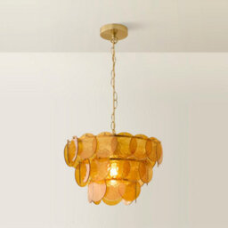 Valuelights Juliette Orange Glass Disc 3 Tier Chandelier Ceiling Pendant Light And Bulb - thumbnail 3