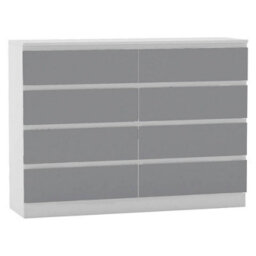Urbn-Living Urbnliving 120Cm Wide White Wooden Chest Of Grey 8 Drawers Bedroom Furniture Storage Bedside Modern Cabinet - thumbnail 6