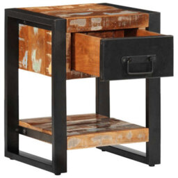 Berkfield Bedside Cabinets 2 Pcs Multicolour Solid Rough Wood Mango - thumbnail 6