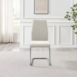Furniturebox Uk Lorenzo 2X Cream Fabric Silver Leg Dining Chair - thumbnail 5