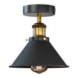 Metal Flush Mount Ceiling Light E27 Black 3 Pcs Pendant Light Fitting, 18Cm Light Lampshade For Home Interior Living Room - thumbnail 6