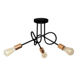 Luminosa Lighting Luminosa Oxford Multi Arm Semi Flush Ceiling Light Black, Copper 50Cm